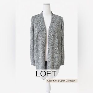 LOFT Gray Marled Open-Front Cardigan